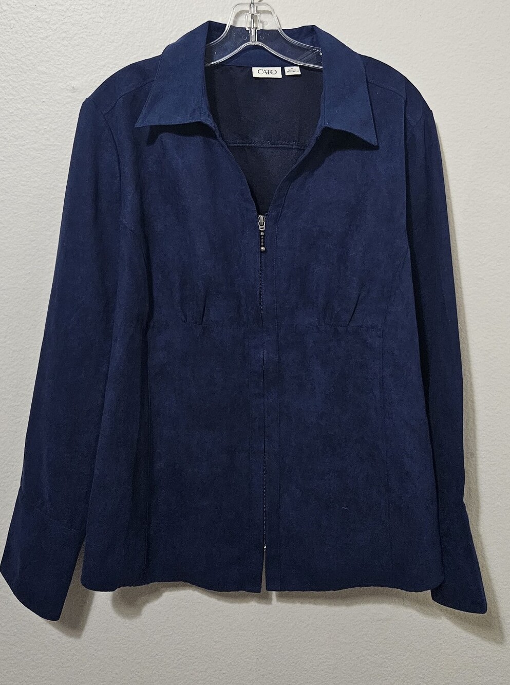 Cato Navy Suede-Look Zip Front Jacket